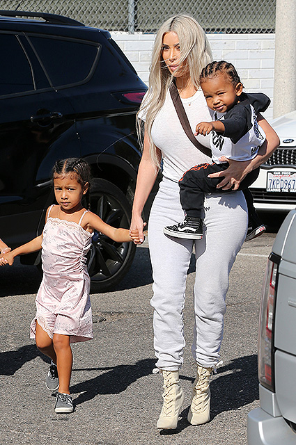 Kim Kardashian with her kids