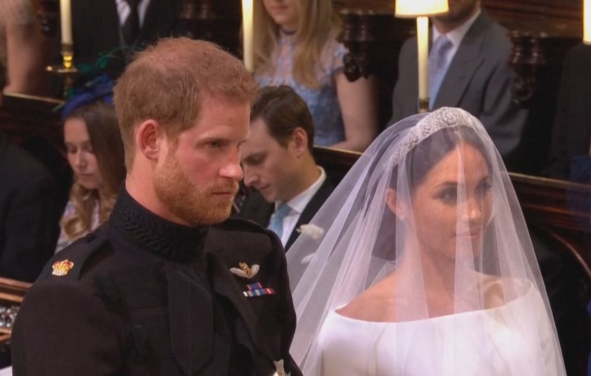 Принц Гарри и Меган Маркл во время свадебной церемонии 